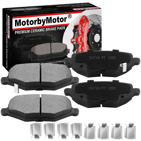 Motorbymotor MotorbyMotor Rear Ceramic Brake Pads w/Hardware Kit D1719(4Pack) BPD1719